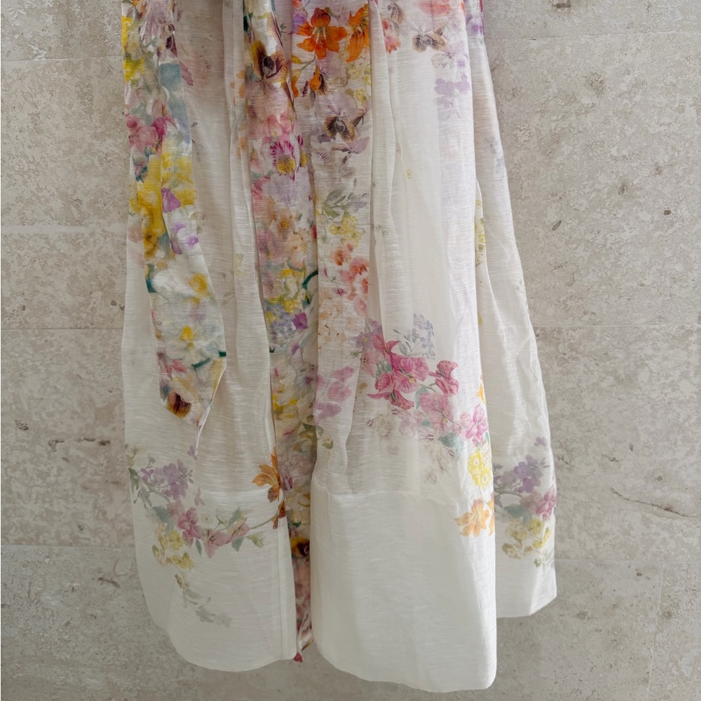 Zimmermann Floral A-Line Dress in Cream and Pink - Picture 7 of 10